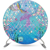 Aperturee - Pearl Mermaid Coral Fish Scale Round Party Backdrop